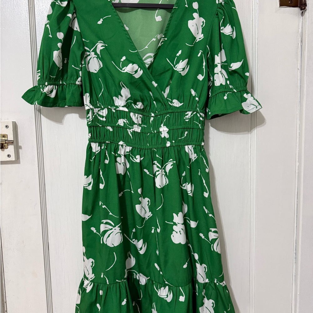 Green Floral mini Dress